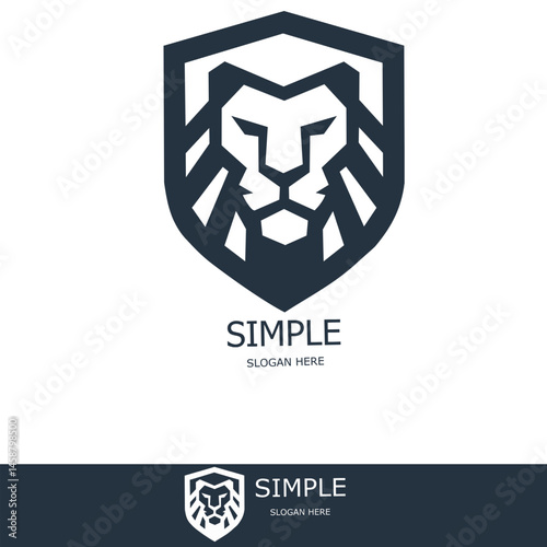 lion head shield logo template