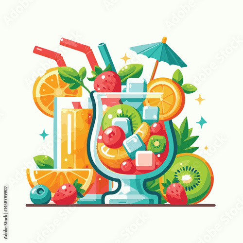 drink, cocktail, fruit, fresh, glass, alcohol, beverage, summer, ice, cold, bar, tropical, party, juice, background, food, isolated, citrus, liquid, refreshment, sweet, design, illustration, mint, gin