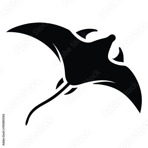 Stylized Manta Ray Silhouette in Black and White
