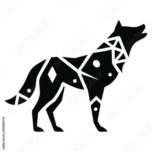 Geometric Wolf Silhouette Tribal Vector Art 