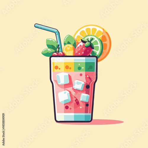 drink, cocktail, fruit, fresh, glass, alcohol, beverage, summer, ice, cold, bar, tropical, party, juice, background, food, isolated, citrus, liquid, refreshment, sweet, design, illustration, mint, gin