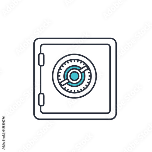 Safe with Combination Lock Icon in Minimalist Style  