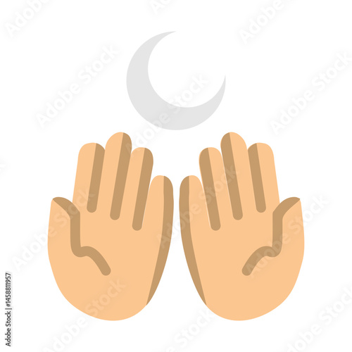 Dua on Moon Sighting Vector Flat Icon Design