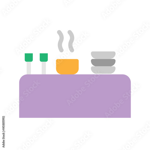 Dinner Table Vector Flat Icon Design