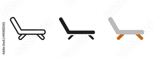 Sunbed icon. Beach lounger with umbrella vector illustration. Summer vacation and relaxation symbol. Resort and poolside leisure pictogram for travel and holiday designs.