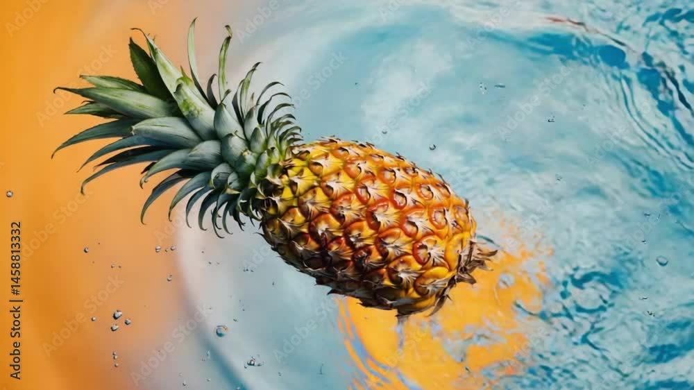 A fresh juicy pineapple on a water A fresh juicy pineapple on a water