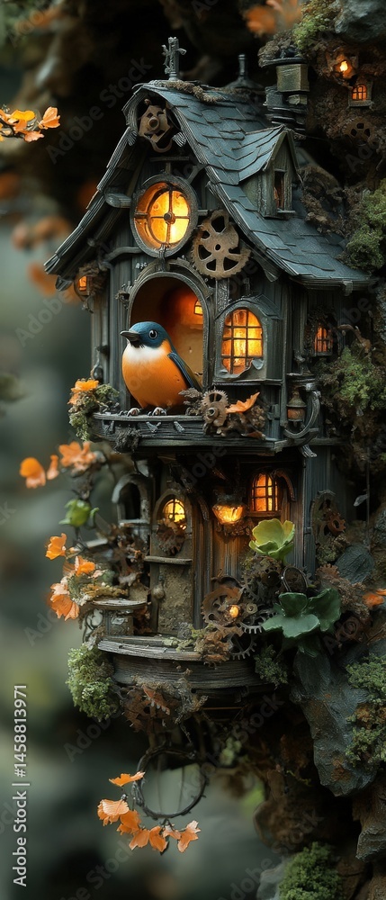 Obraz premium Enchanted birdhouse whimsical avian abode