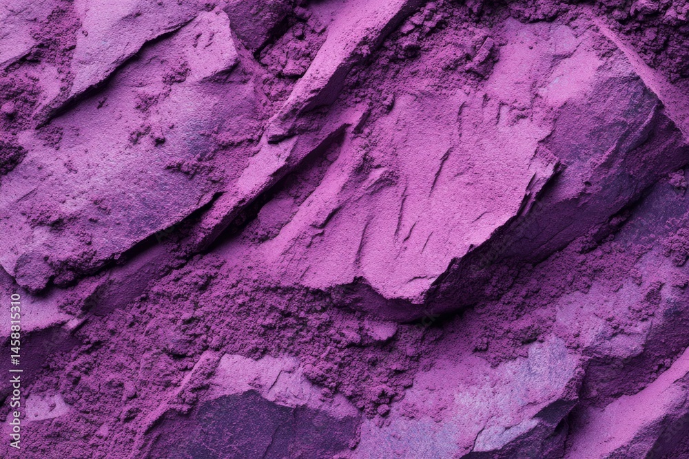 Fototapeta premium Purple powder texture, unevenly distributed, rock-like formations