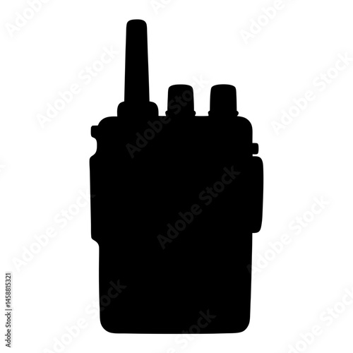 A simple black silhouette of a walkie talkie radio device