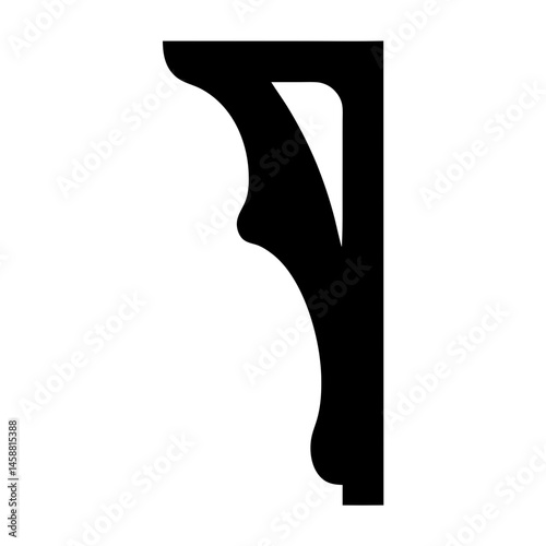 Black and White Silhouette Illustration of an Architectural Cornice Element