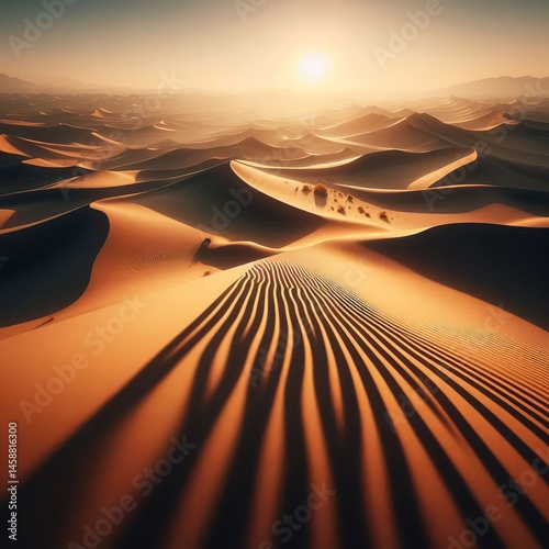 Shadows of sand ripples extending across desert floors
