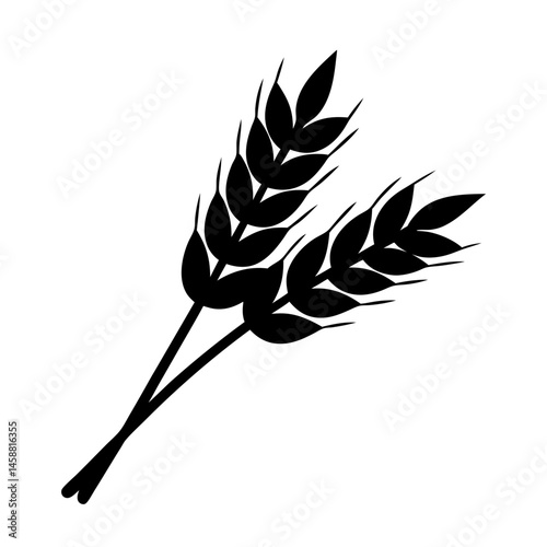 Stylized silhouette illustration of a wheat stalk or similar grain crop