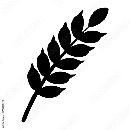 Stylized silhouette illustration of a wheat stalk or similar grain crop