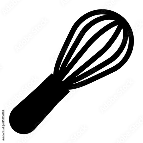 Black silhouette of a kitchen whisk, a tool for mixing and blending