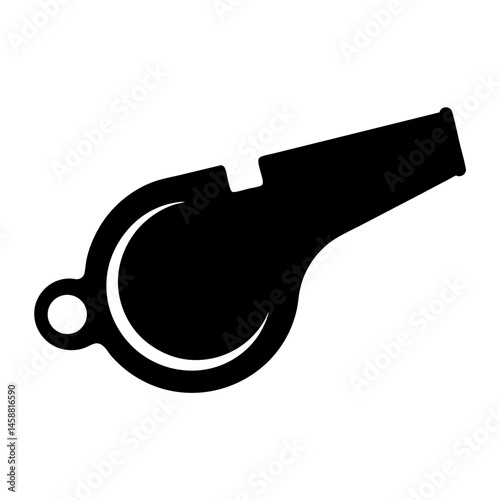 A high contrast silhouette of a black referee or coach whistle