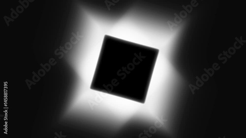 Mesmerizing Monochrome Platform Spin with Radiant Halftone Beams and High-Impact Visual Motion. Animation Intro for logos, technology, medicine, sales, discounts, presentations, business. 4K