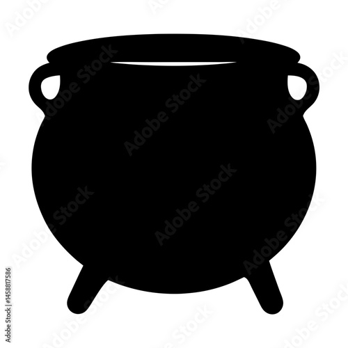 Simple Black Cauldron Graphic for Halloween or Magical and Witchcraft Concepts