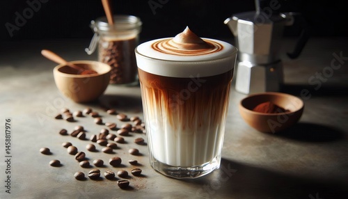 Steamed milk “stained” by a small portion of espresso often