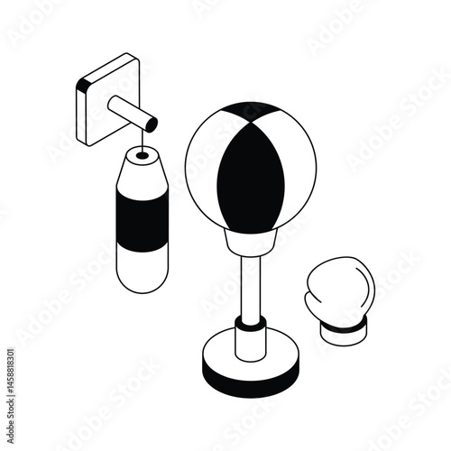 Well crafted isometric style icon of punching ball