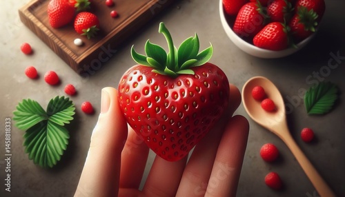 Strawberry A small bright red heart shaped fruit dotted with tin