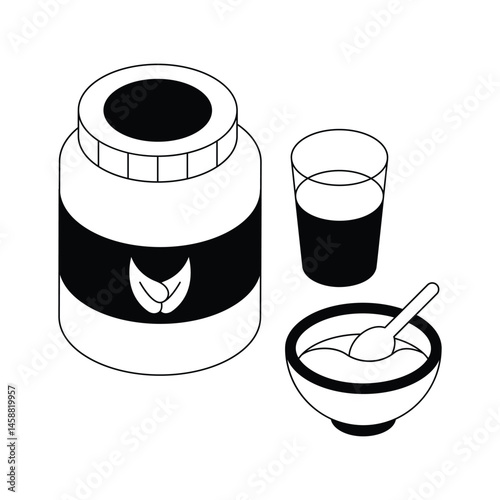 Grab this amazing isometric icon showing protein food jar