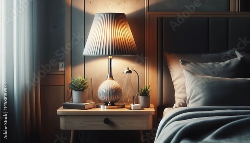 Table Lamp A stylish table lamp with a sleek modern design sitti