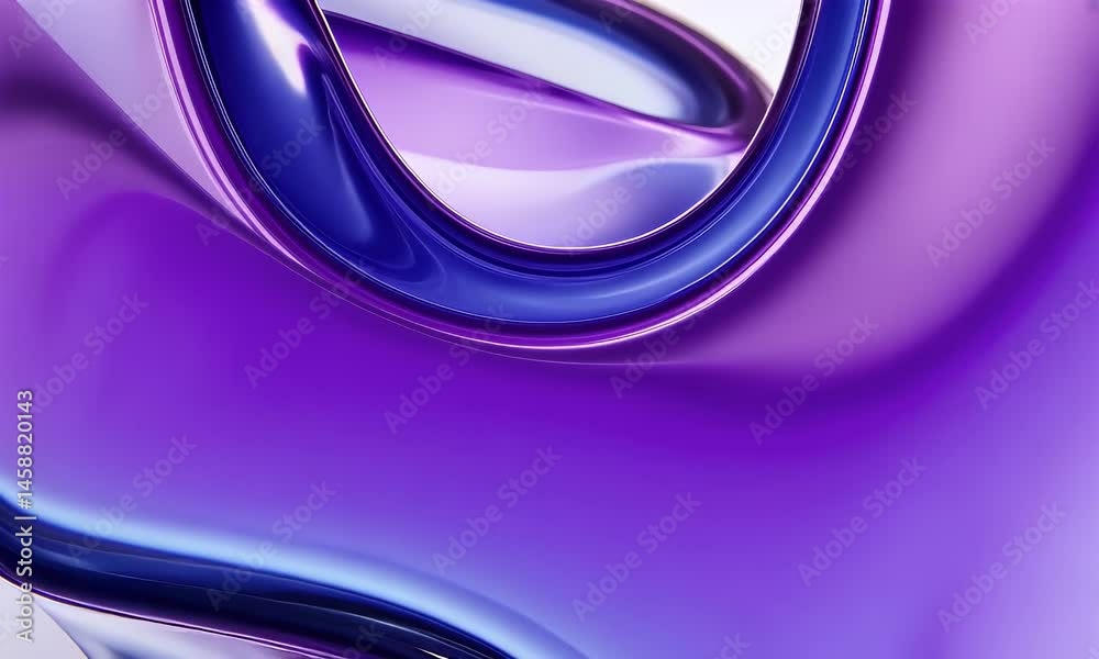 A close-up of curved glass lines in purple and blue colors on a white background, with subtle reflections and light refractions, 