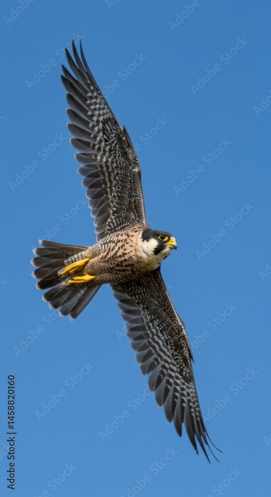 Obraz premium Powerful Falcon in Flight Against a Vivid Blue Sky