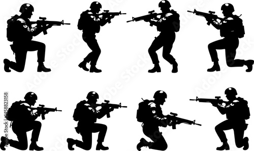 Combat Soldier Silhouette Vector Bundle"