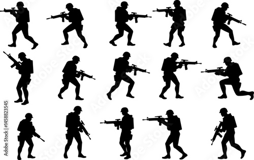 Combat Soldier Silhouette Vector Bundle"