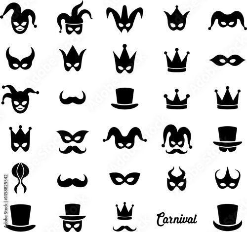 "Elegant Black Silhouette Masquerade Masks Collection"