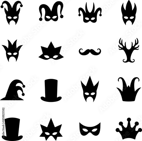"Elegant Black Silhouette Masquerade Masks Collection"