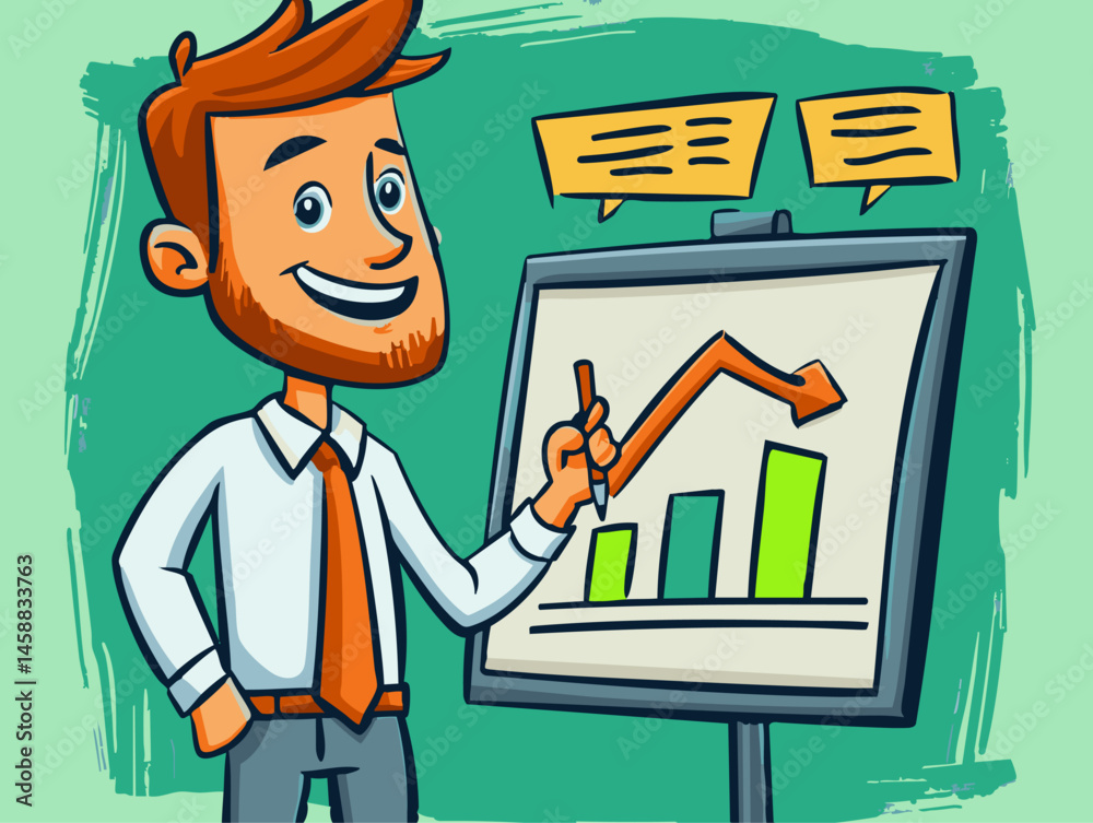  full-shot of a a person leading a brainstorming session standing by a flip chart with colorful markers,1