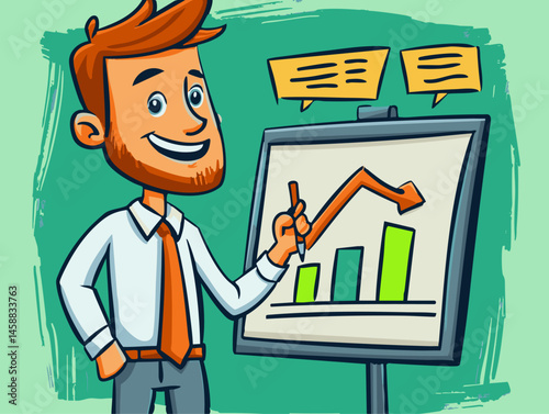  full-shot of a a person leading a brainstorming session standing by a flip chart with colorful markers,1