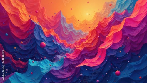 Abstract geometric shapes repeat in vibrant colors , print, triangle