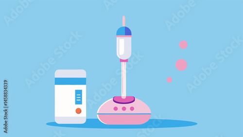 Infusion Device A vector of a hightech device used to apply exosomes to the skin showcasing the modern approach to beauty treatments.