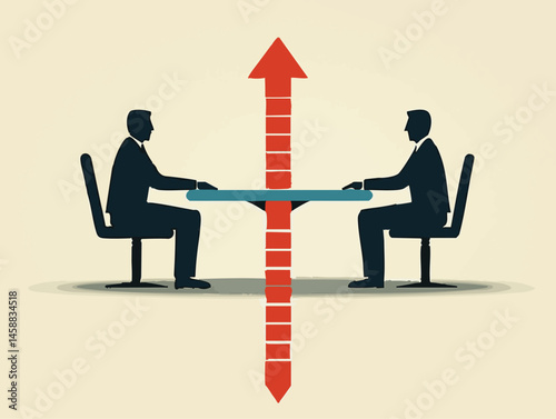  full-shot of a a person negotiating a deal sitting across a table from another individual,