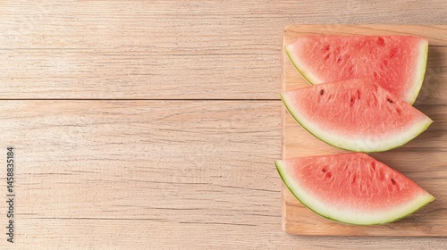 Sliced Watermelon on Rustic Wooden Board