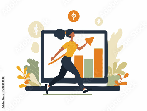  full-shot of a a person participating in a virtual trade fair showcasing products via video call,
