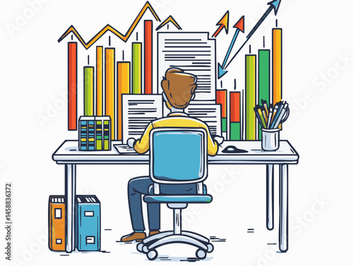  full-shot of a a person reviewing legal documents seated at a desk with law books and paperwork,3