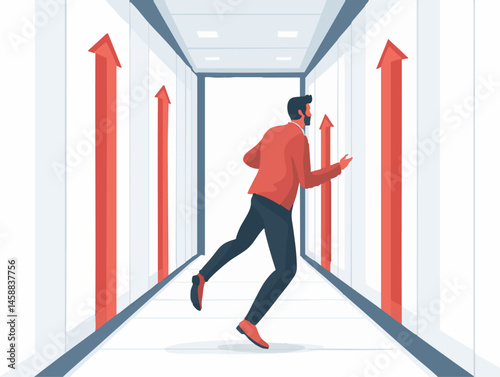  full-shot of a a person conducting a business pitch in an elevator presenting a quick idea to a potential investor,1