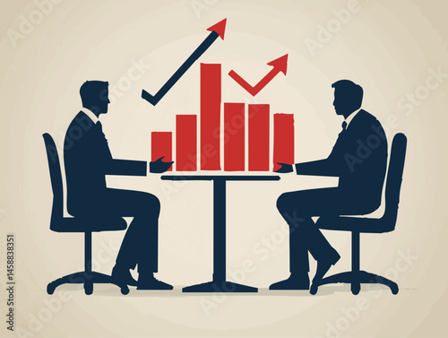  full-shot of a a person consulting a client sitting across a table in a modern office, discussing business strategies
