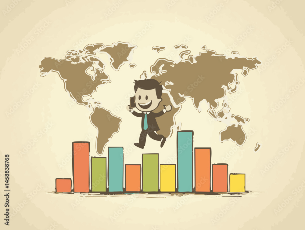  full-shot of a a person coordinating an international business deal