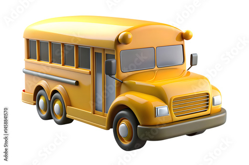 3D Render of Yellow School Bus on Transparent Background (PNG)