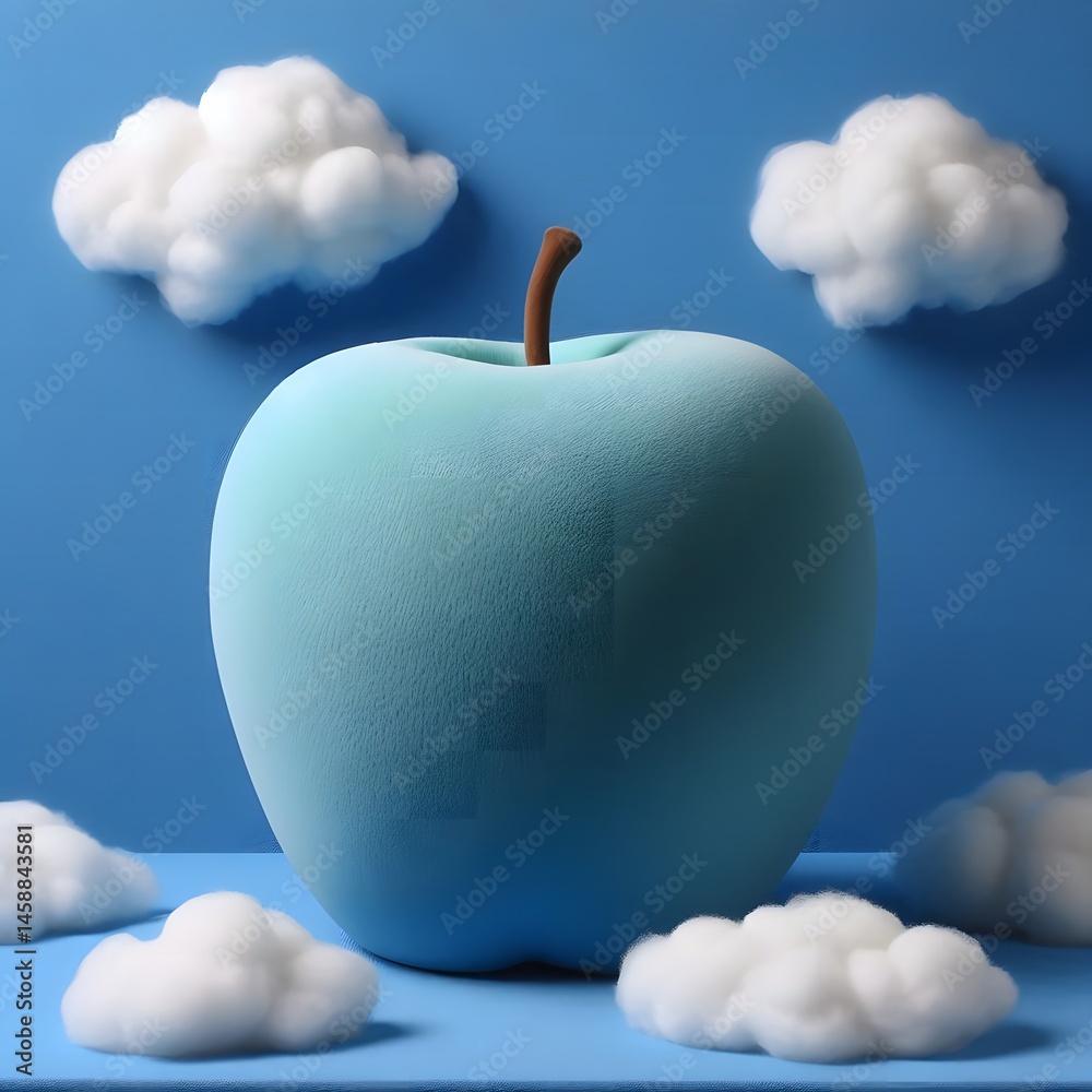 Obraz premium a giant apple made of plush with a smooth, velvety surface.