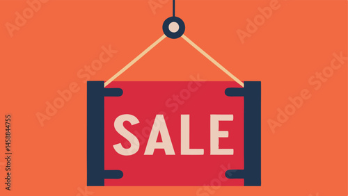 Sale Sign Hangover A drooping Sale sign hanging limply symbolizing the exhaustion from excessive sales promotions.