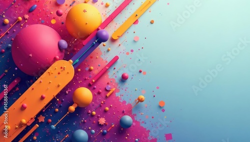 Geometric abstract shapes, vibrant colors, modern design , design, color