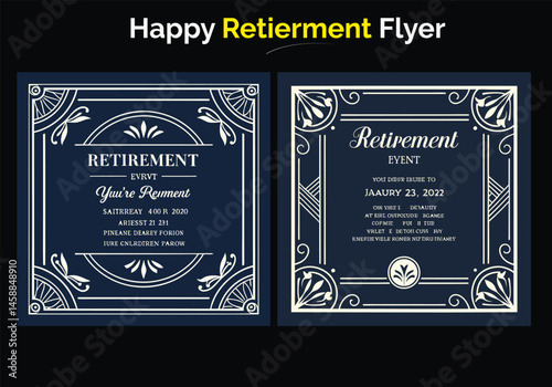 Retirement Flyer Design Template. Retirement Party Invitation Layout, square banner, and a4 poster, Retirement flyer template. Happy retirement party flyer design Happy retirement lunch party 