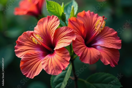 Wallpaper Mural Intricate hibiscus blooms, vibrant petals, lush foliage, yellow, illustration, colorful Torontodigital.ca