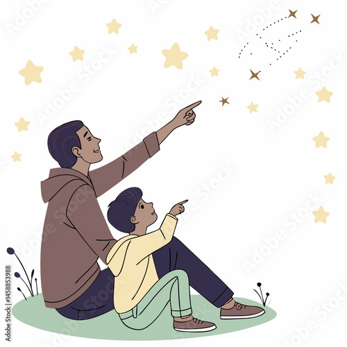 Happy Fathers Day Vector Art Father & Son.